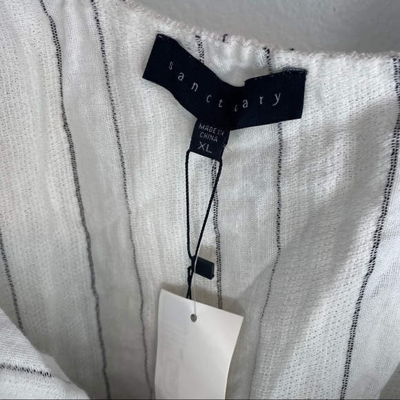 NWT Sanctuary White Black Stripe One Shoulder Top - Picture 3 of 6